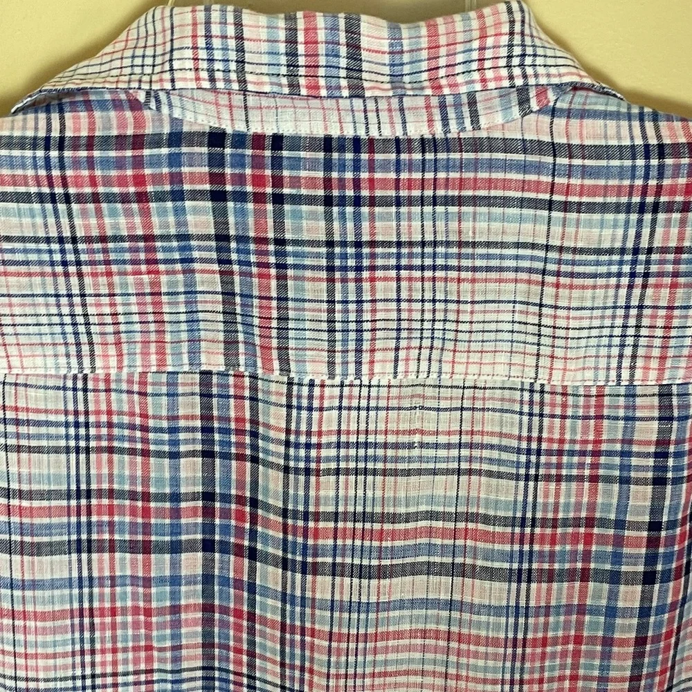 Frank & Eileen Plaid Linen Blouse Top Shirt Size XS Long Sleeve Button Front - Picture 5 of 13